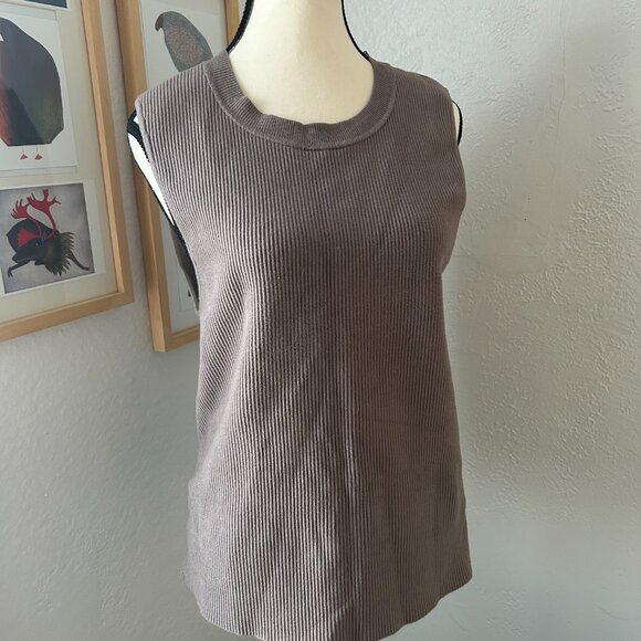 Abercrombie & Fitch Taupe Knit Ribbed Tank Top Women Size Extra Large - Picture 1 of 7